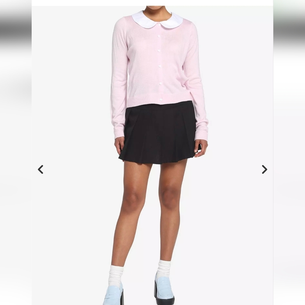 NWT Hot Topic Peter Pan Collar Cardigan Sweater M Barbiecore 90s Y2K School